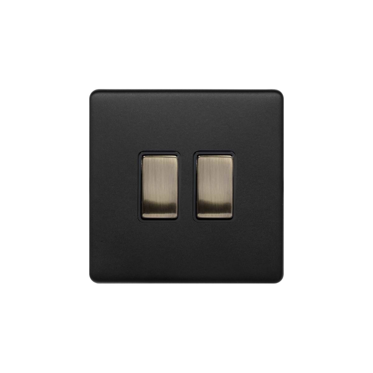 Soho Lighting Matt Black and Antique Brass 2 Gang Intermediate & 2 Way Switch