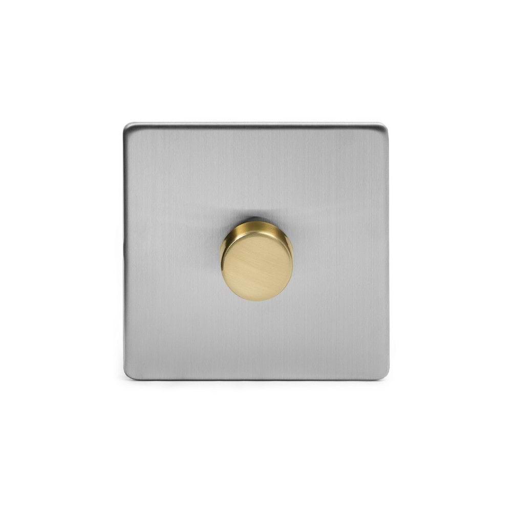 Soho Lighting Brushed Chrome & Brushed Brass 1 Gang 400W LED Dimmer Switch
