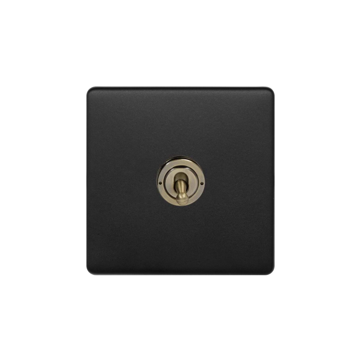 Soho Lighting Matt Black and Antique Brass 1 Gang Retractive Toggle Switch