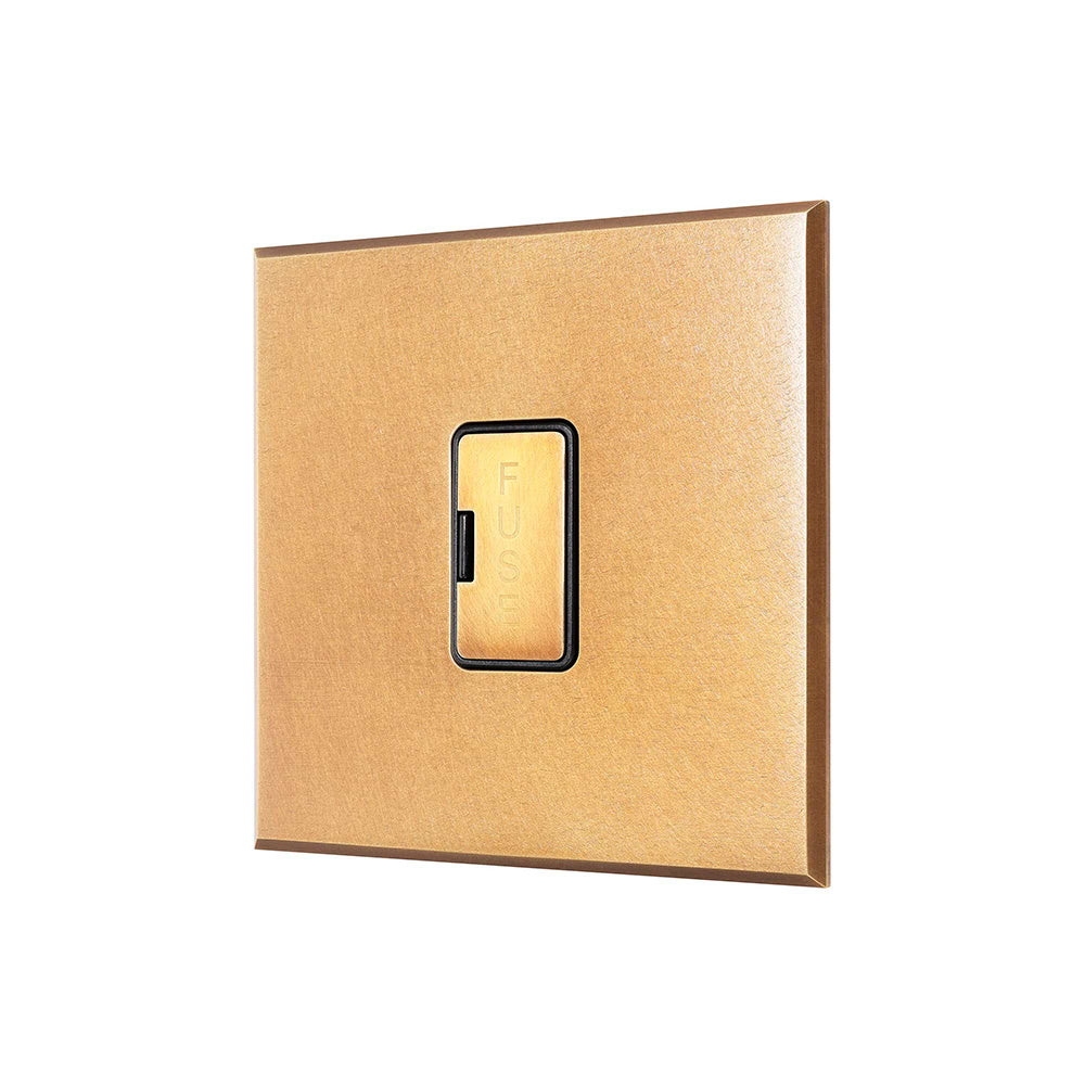 Natural Brass 13A Double Pole Unswitched Fused Spur with Black Insert - The Palaces Collection