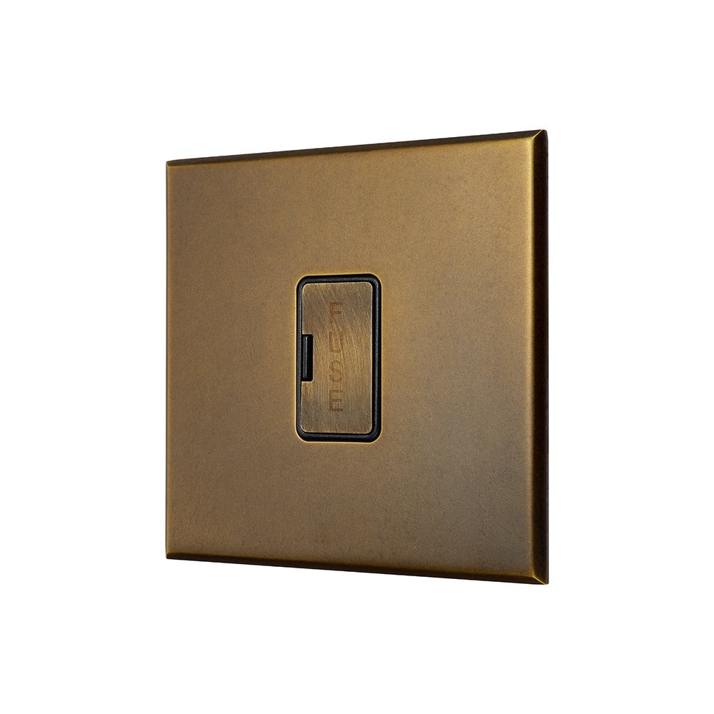 Aged Brass 13A Double Pole Unswitched Fused Spur with Black Insert - The Palaces Collection