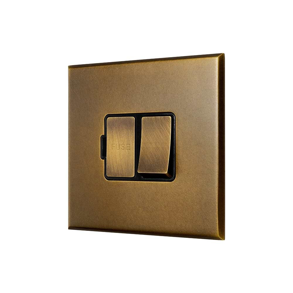 Aged Brass 13A Double Pole Switched Fused Spur with Black Insert - The Palaces Collection