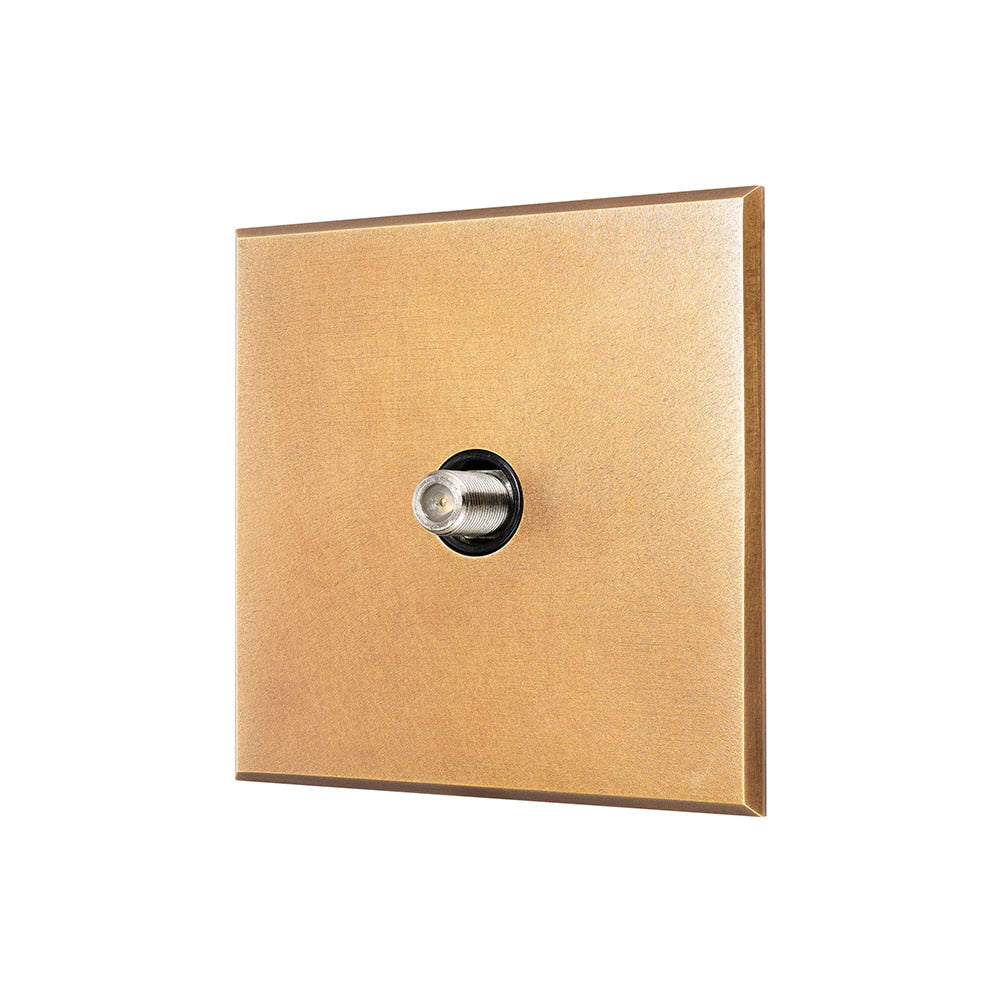 Natural Brass 1 Gang Satellite Socket with Black Insert - The Palaces Collection