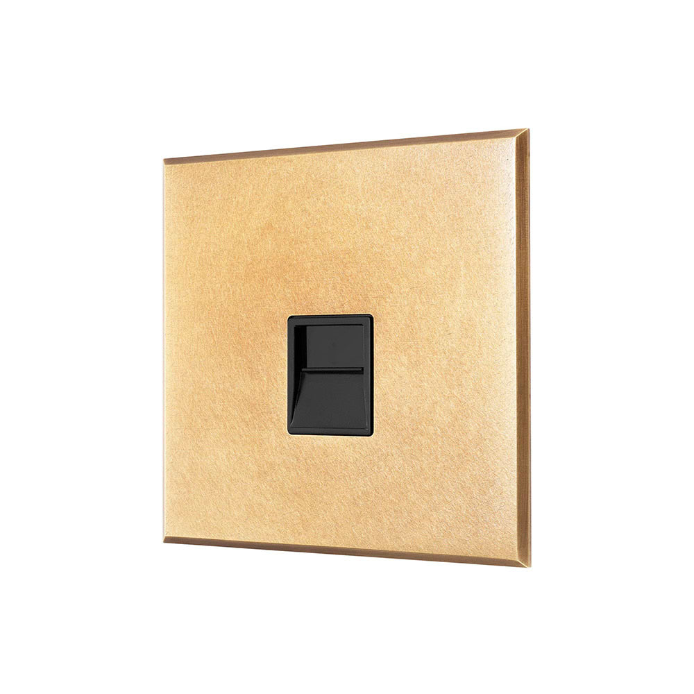 Natural Brass 1 Gang BT Master Telephone Socket with Black Insert - The Palaces Collection