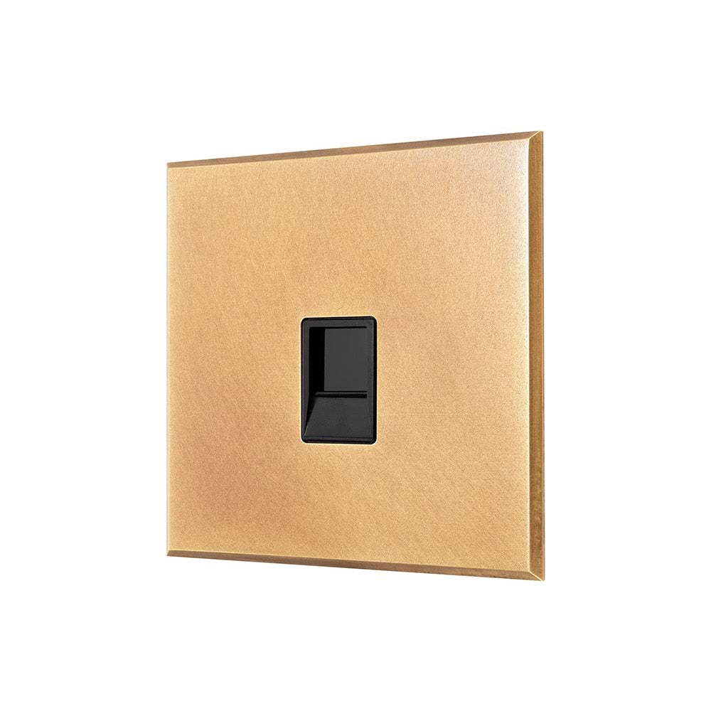 Natural Brass 1 Gang CAT5/CAT6 RJ45 Ethernet Data Socket with Black Insert - The Palaces Collection