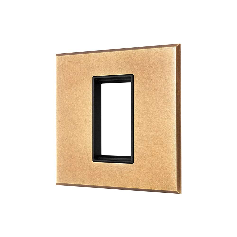 Natural Brass 1 x25mm EM Euro Module Wall Plate with Black Insert - The Palaces Collection