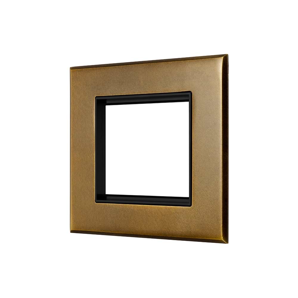 Aged Brass 2 x25mm EM Euro Module Wall Plate with Black Insert - The Palaces Collection