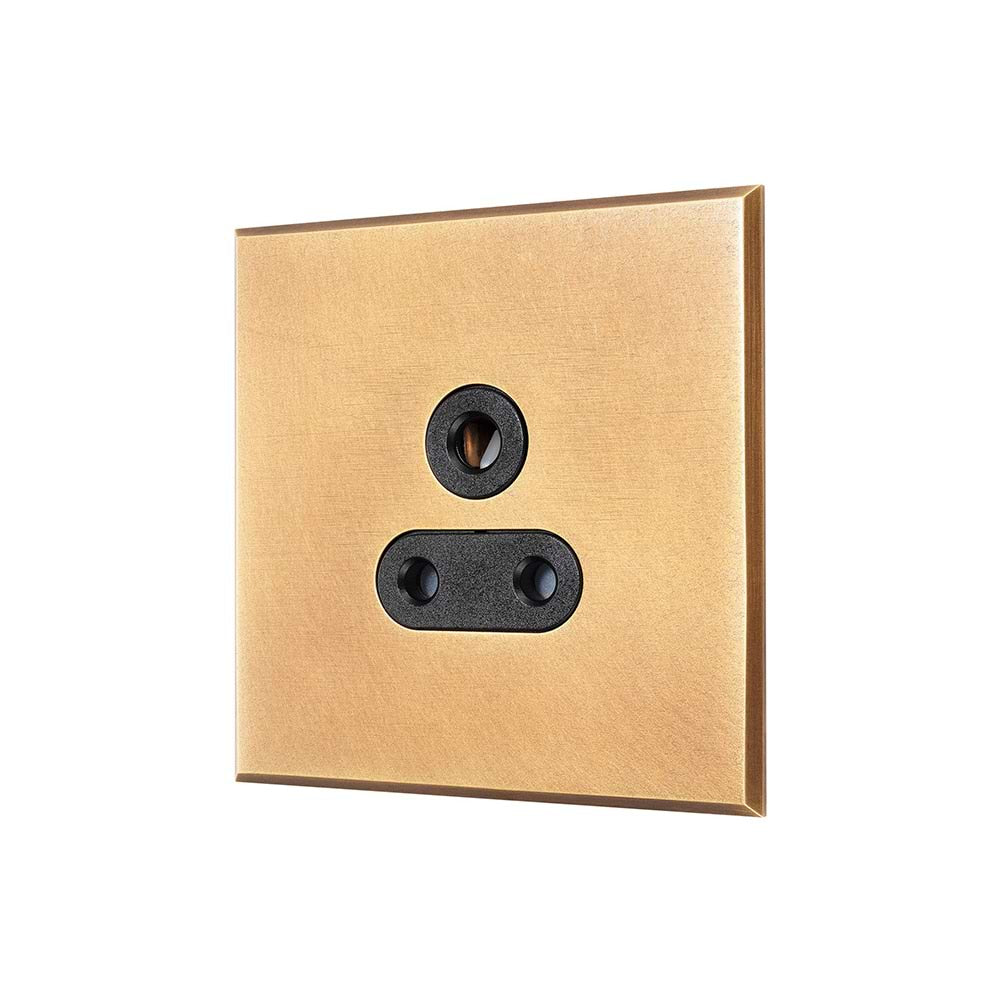 Natural Brass 5A Unswitched Socket with Black Insert - The Palaces Collection