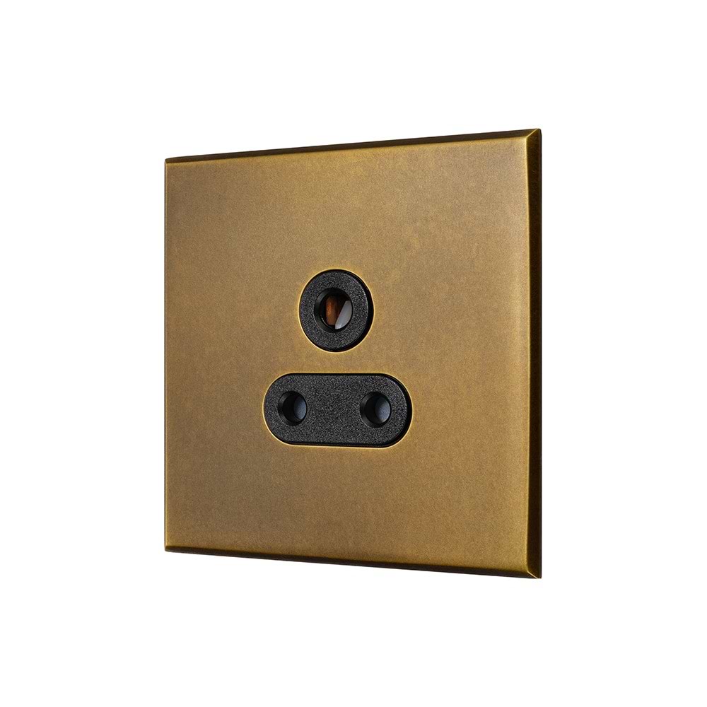 Aged Brass 5A Unswitched Socket with Black Insert - The Palaces Collection