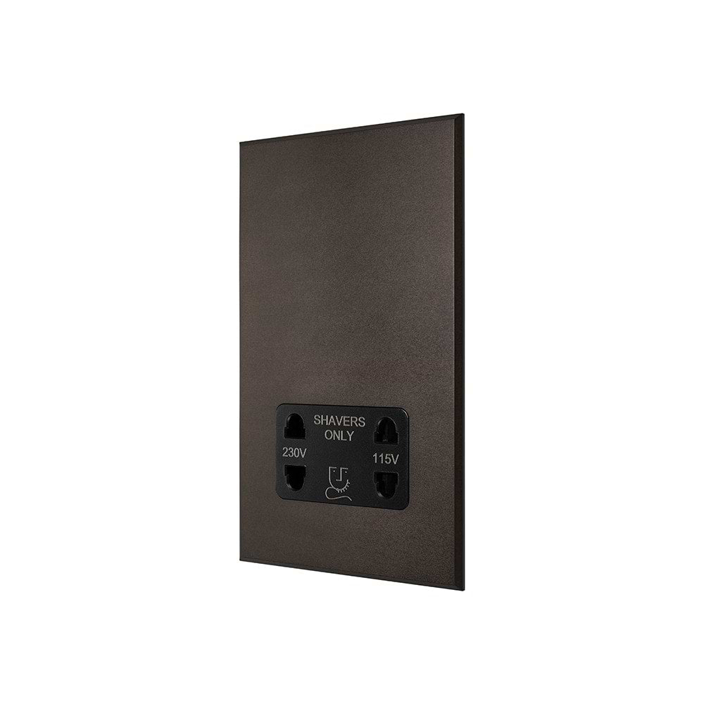 Heritage Bronze 230V/115V Dual Voltage Shaver Socket with Black Insert - The Palaces Collection