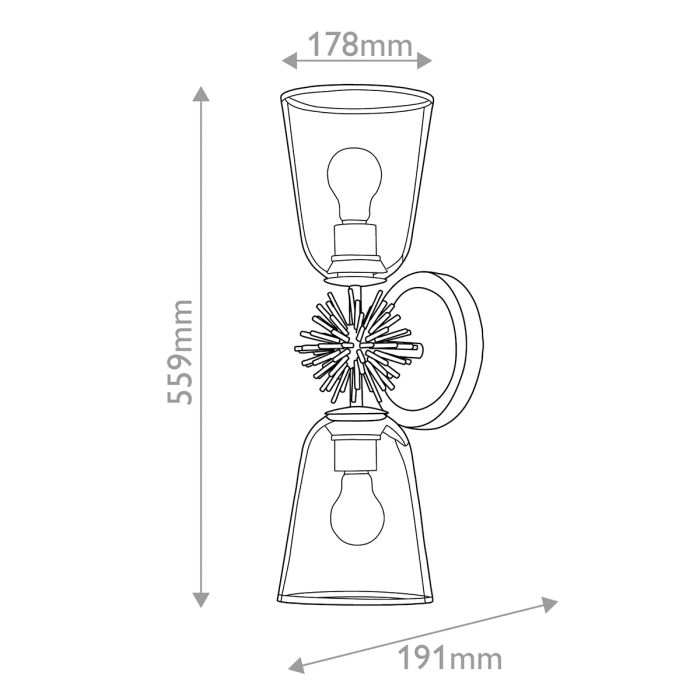 Staring 2 lt Wall Light - Distressed Gold