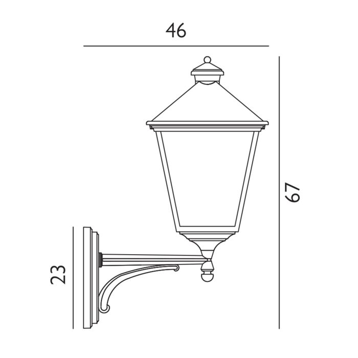 Turin Grande 1 Light Up Wall Lantern - Black