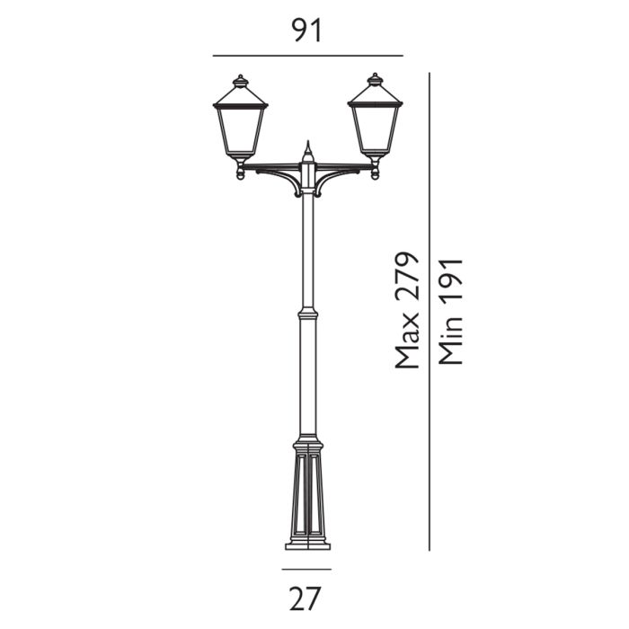 Turin Grande 2 Light Twin Lamp Post - Black