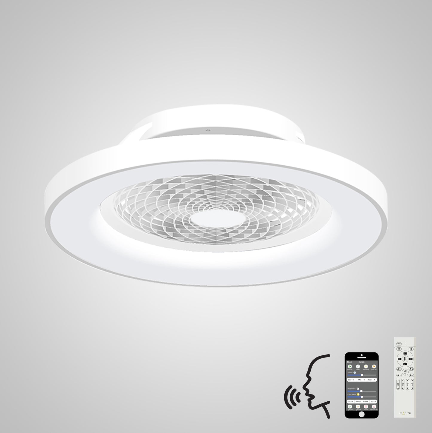 Tibet 70W LED Dimmable Ceiling Light With 35W DC Reversible Fan,Remote, APP & Alexa/Google Voice, 3900lm, White, 5yrs Warranty by Mantra