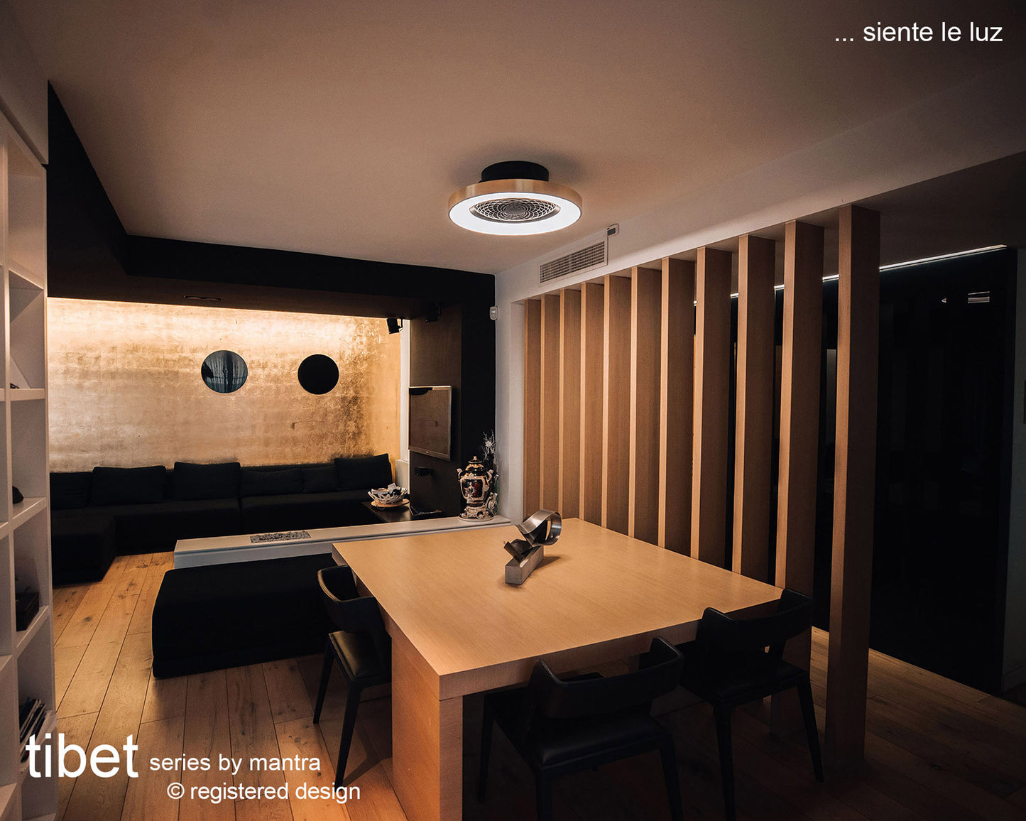 Tibet 70W LED Dimmable Ceiling Light With 35W DC Reversible Fan Remote, APP, Alexa & Google Voice, 3900lm, Wood Effect/White, 5yrs Wrnty by Mantra