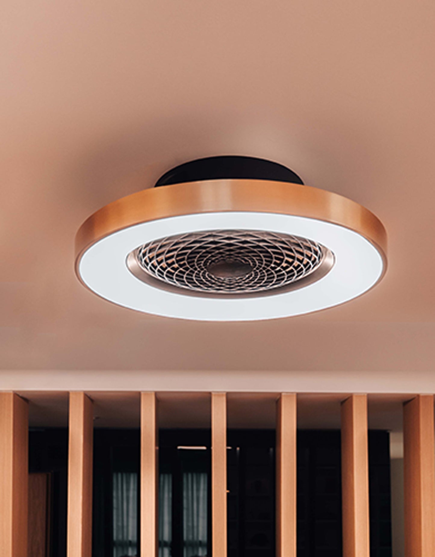 Tibet 70W LED Dimmable Ceiling Light With 35W DC Reversible Fan Remote, APP, Alexa & Google Voice, 3900lm, Wood Effect/White, 5yrs Wrnty by Mantra