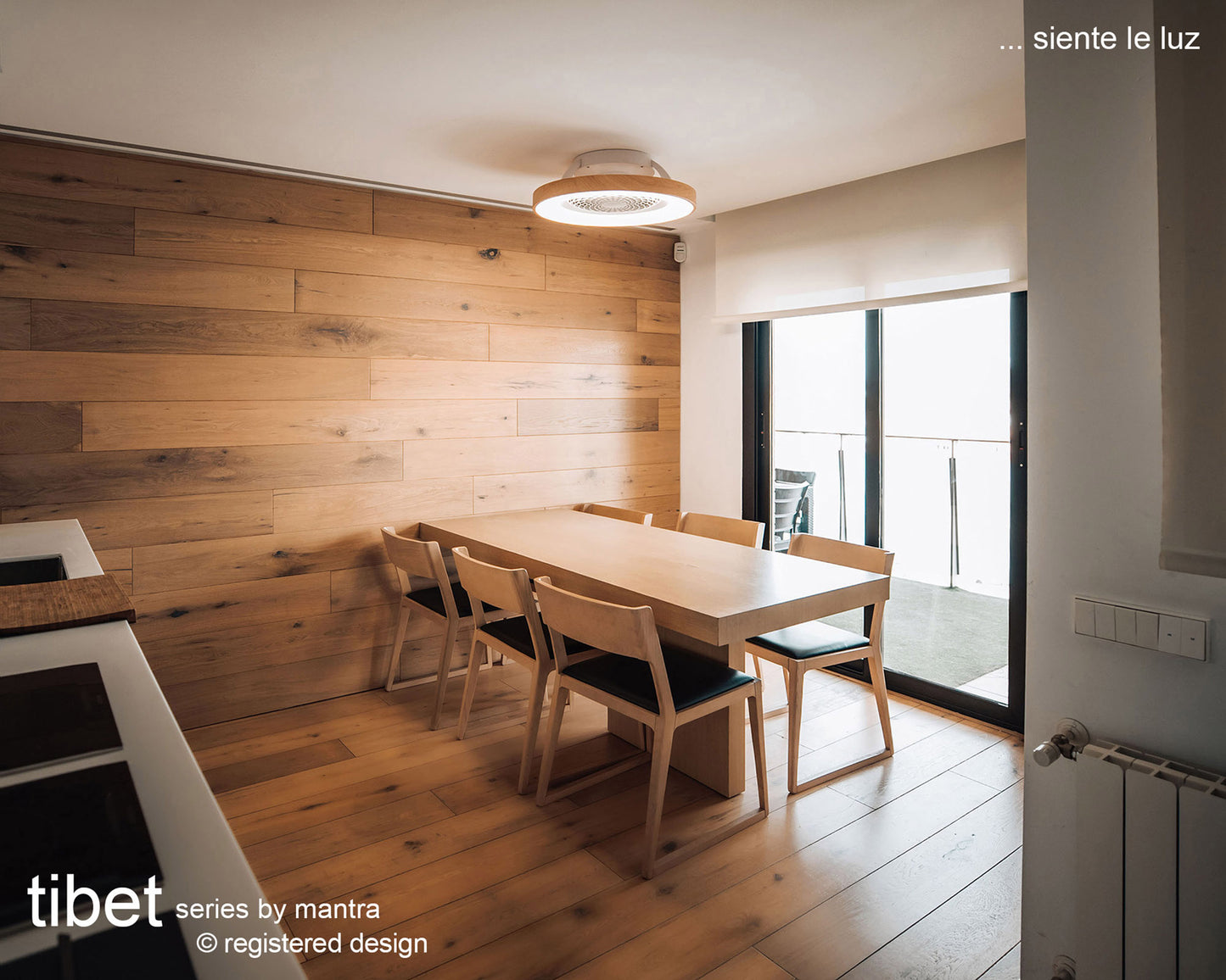 Tibet 70W LED Dimmable Ceiling Light With 35W DC Reversible Fan Remote, APP & Alexa/Google Voice, 3900lm, Wood Effect/Black, 5yrs Warranty by Mantra