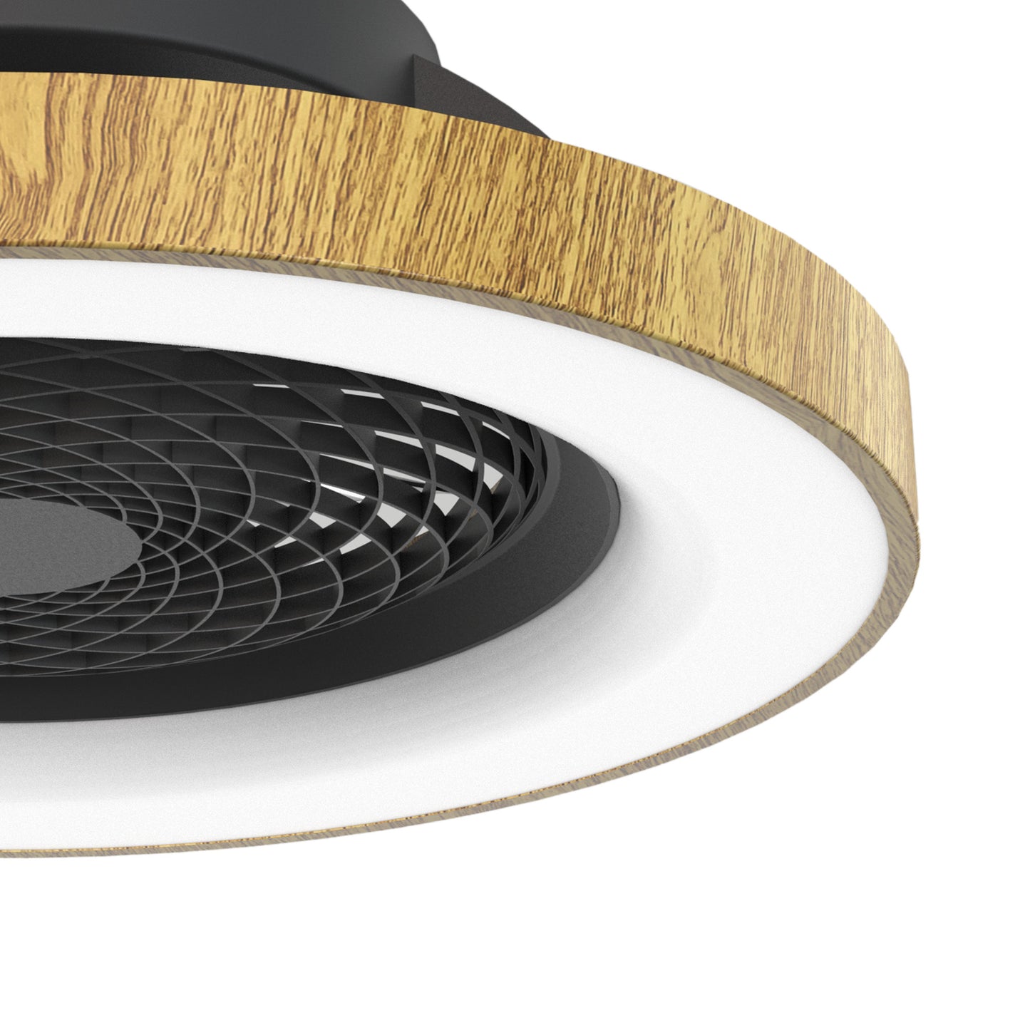 Tibet 70W LED Dimmable Ceiling Light With 35W DC Reversible Fan Remote, APP & Alexa/Google Voice, 3900lm, Wood Effect/Black, 5yrs Warranty by Mantra