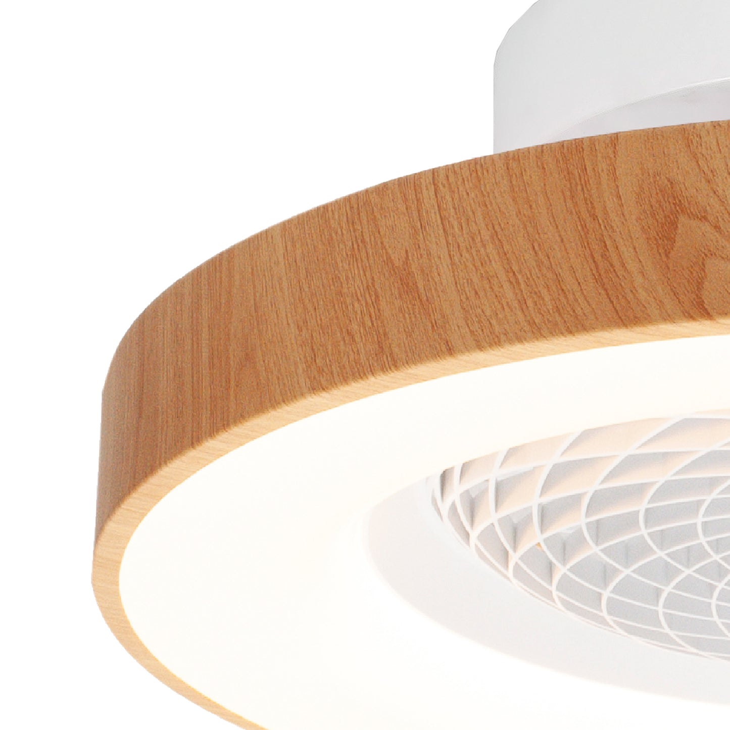 Tibet Mini 70W LED Dimmable Ceiling Light With 35W DC Reversible Fan Remote, 3900lm, Wood Effect/White, 5yrs Wrnty by Mantra
