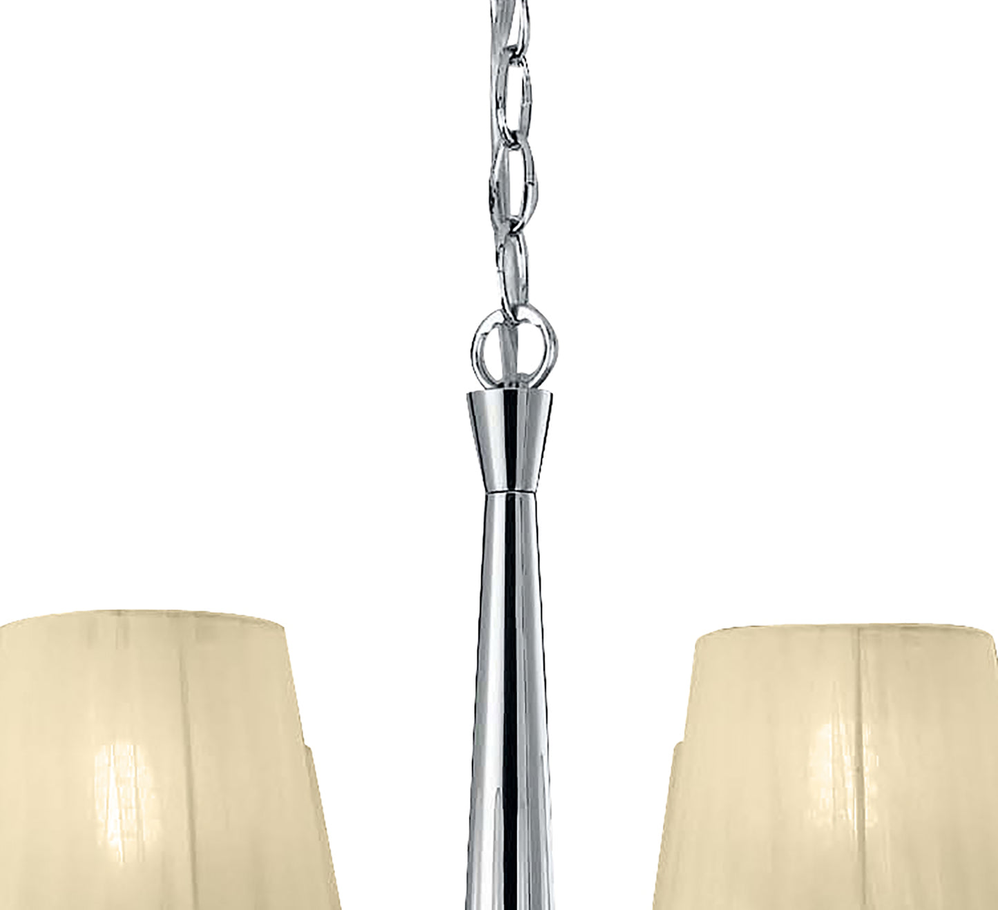 Tiffany Pendant 6+6 Light E14+G9, Polished Chrome With Cream Shades & Clear Crystal by Mantra