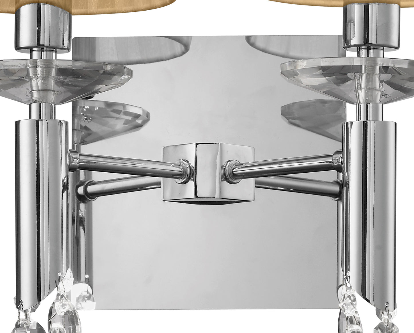 Tiffany Wall Lamp Switched 2+2 Light E14+G9, Polished Chrome With Soft Bronze Shades & Clear Crystal by Mantra