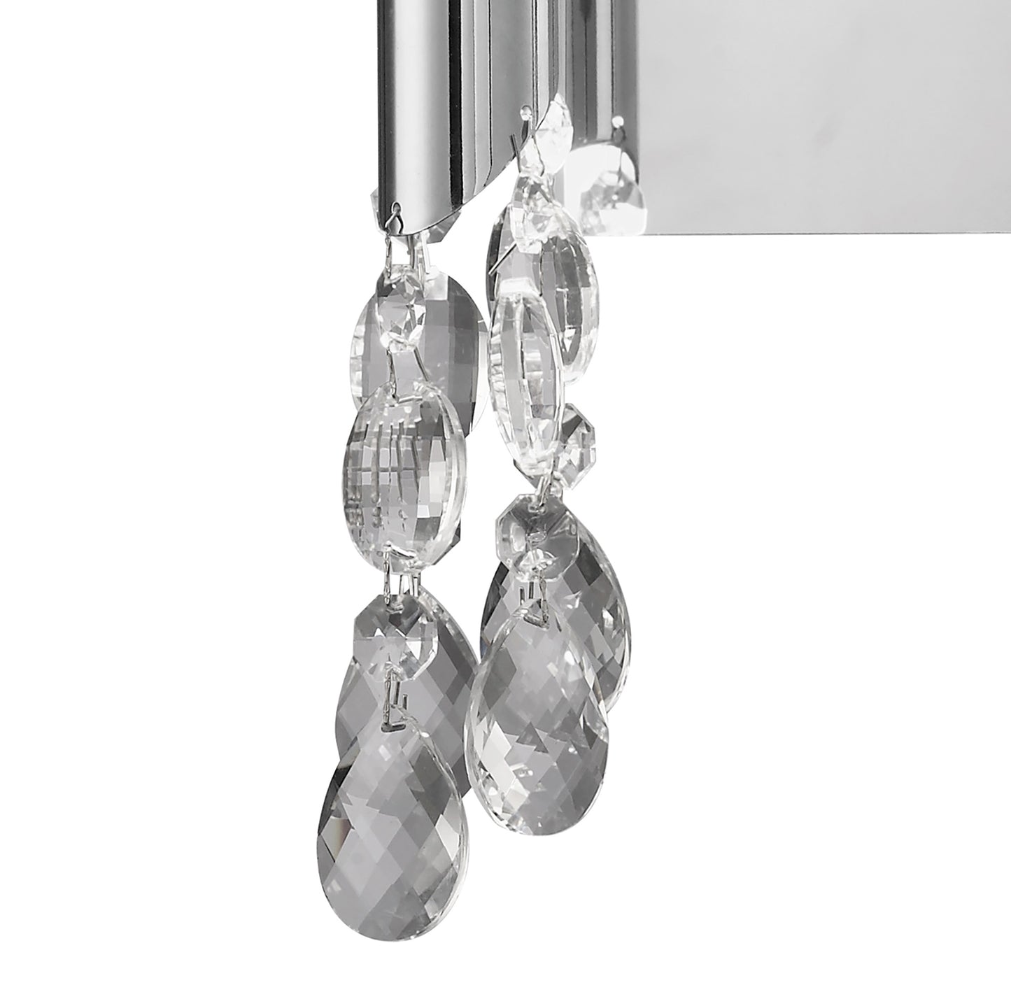 Tiffany Wall Lamp Switched 2+2 Light E14+G9, Polished Chrome With Soft Bronze Shades & Clear Crystal by Mantra
