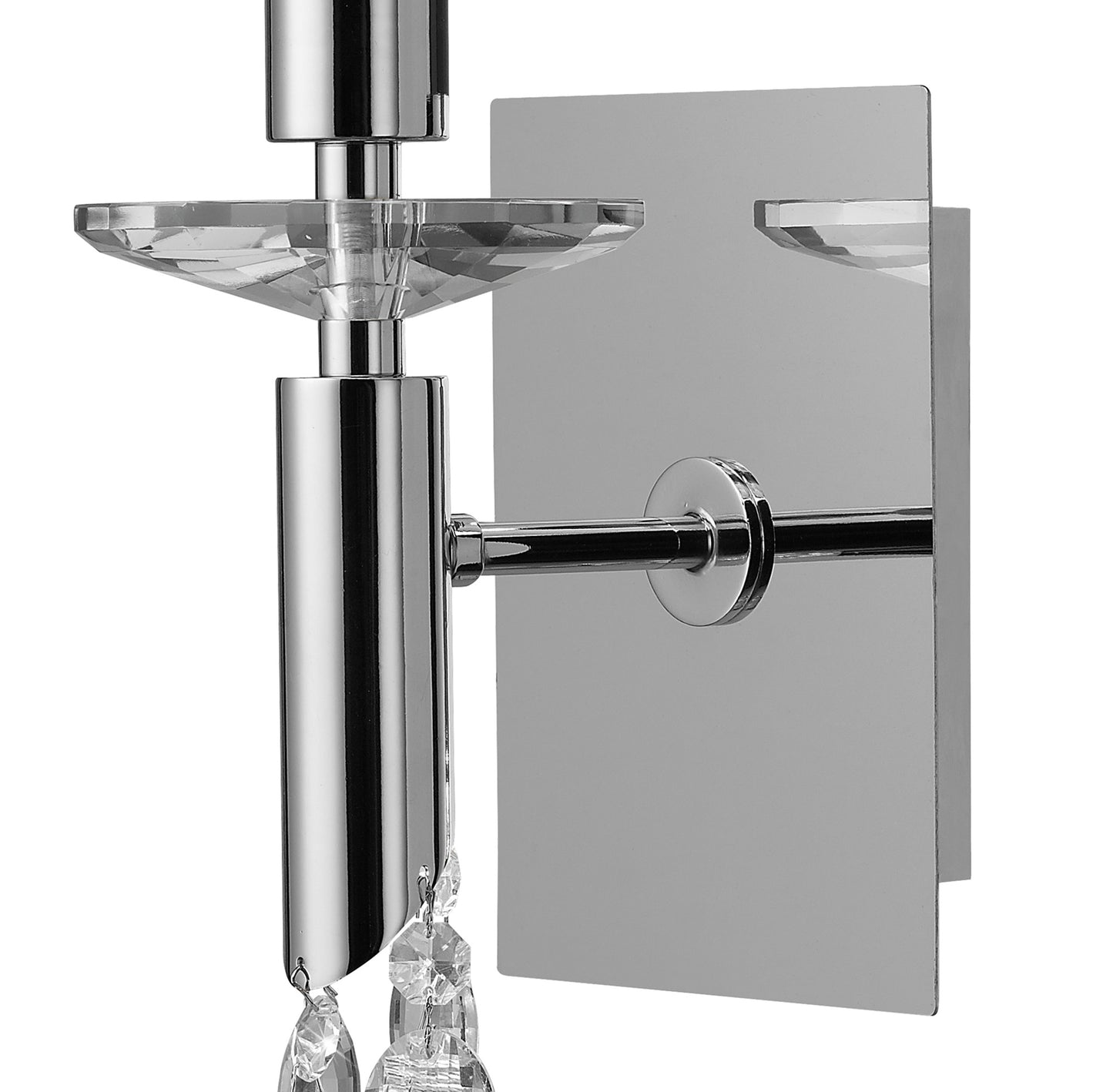 Tiffany Wall Lamp Switched 1+1 Light E14+G9, Polished Chrome With Cream Shade & Clear Crystal by Mantra