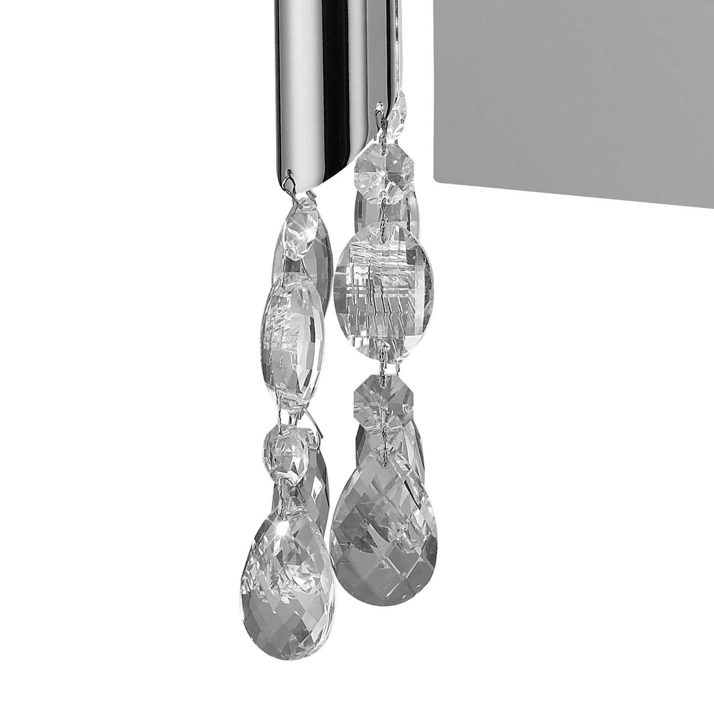 Tiffany Wall Lamp Switched 1+1 Light E14+G9, Polished Chrome With Cream Shade & Clear Crystal by Mantra