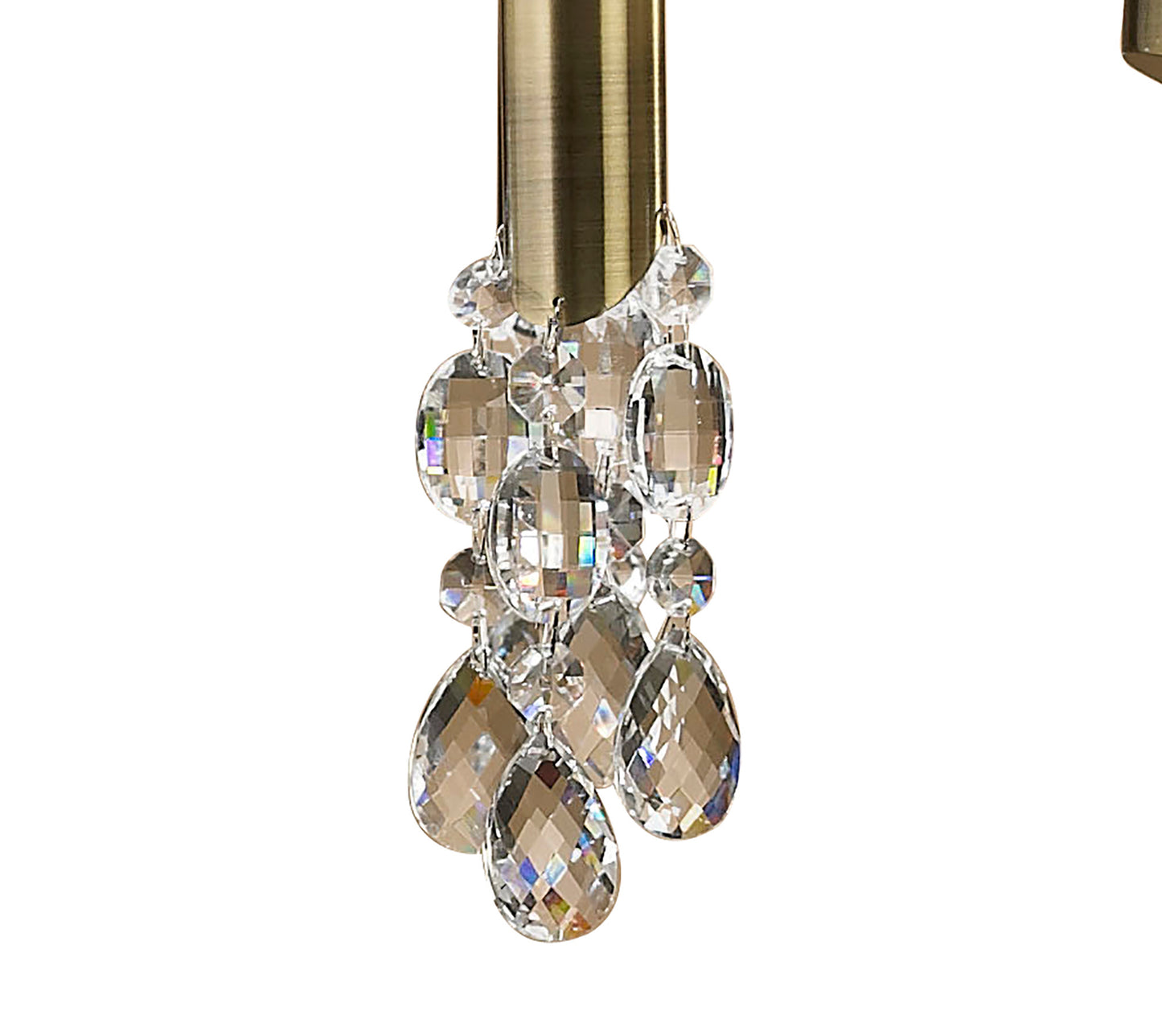 Tiffany Pendant 2 Tier 12+12 Light E14+G9, Antique Brass With Cream Shades & Clear Crystal by Mantra