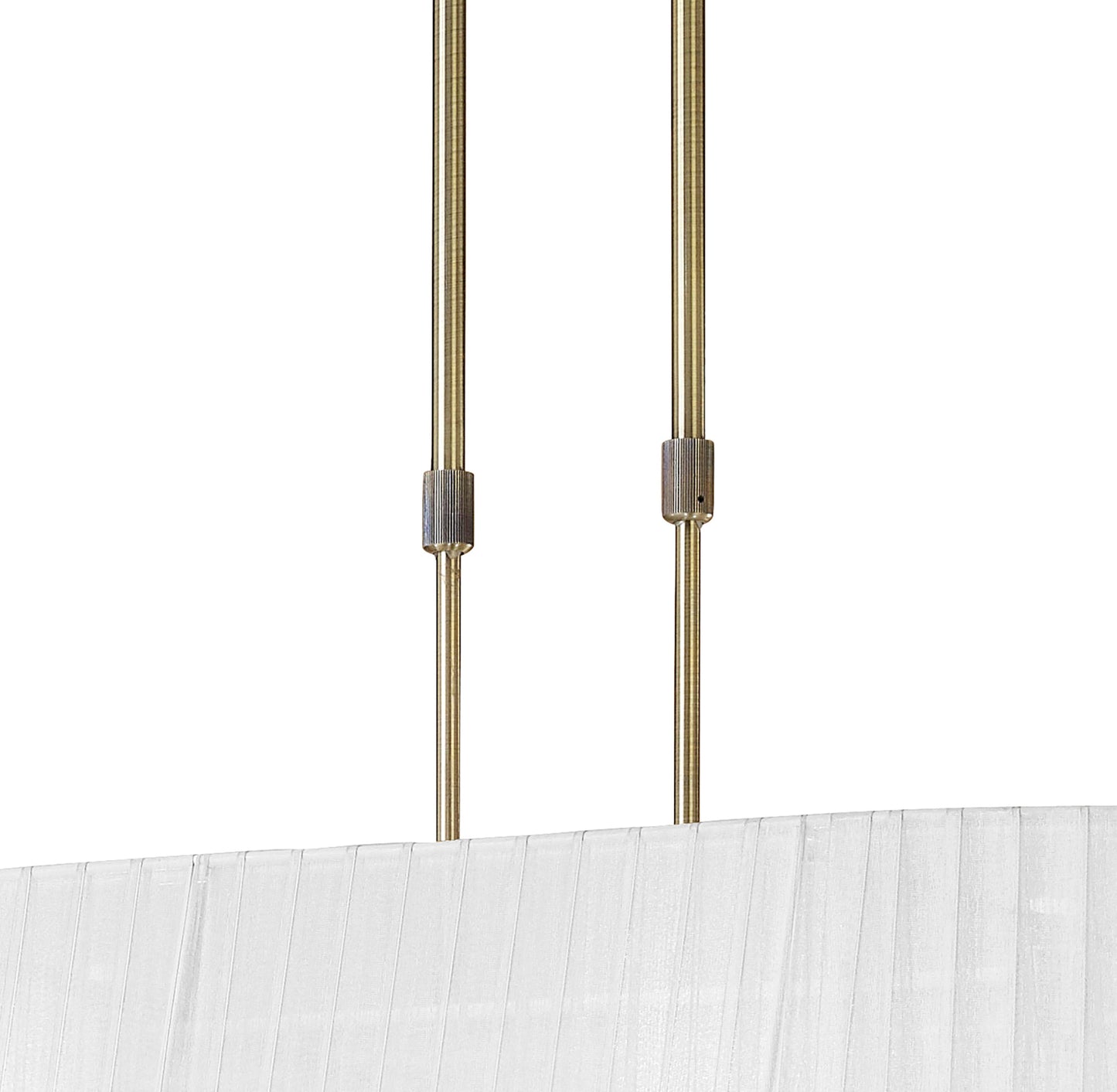 Tiffany Pendant 6+6 Light E27+G9 Oval, Antique Brass With White Shade & Clear Crystal by Mantra
