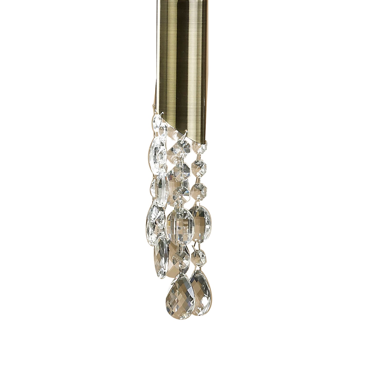Tiffany Linear Pendant 3+3 Light E27+G9 Line, Antique Brass With Cream Shades & Clear Crystal by Mantra