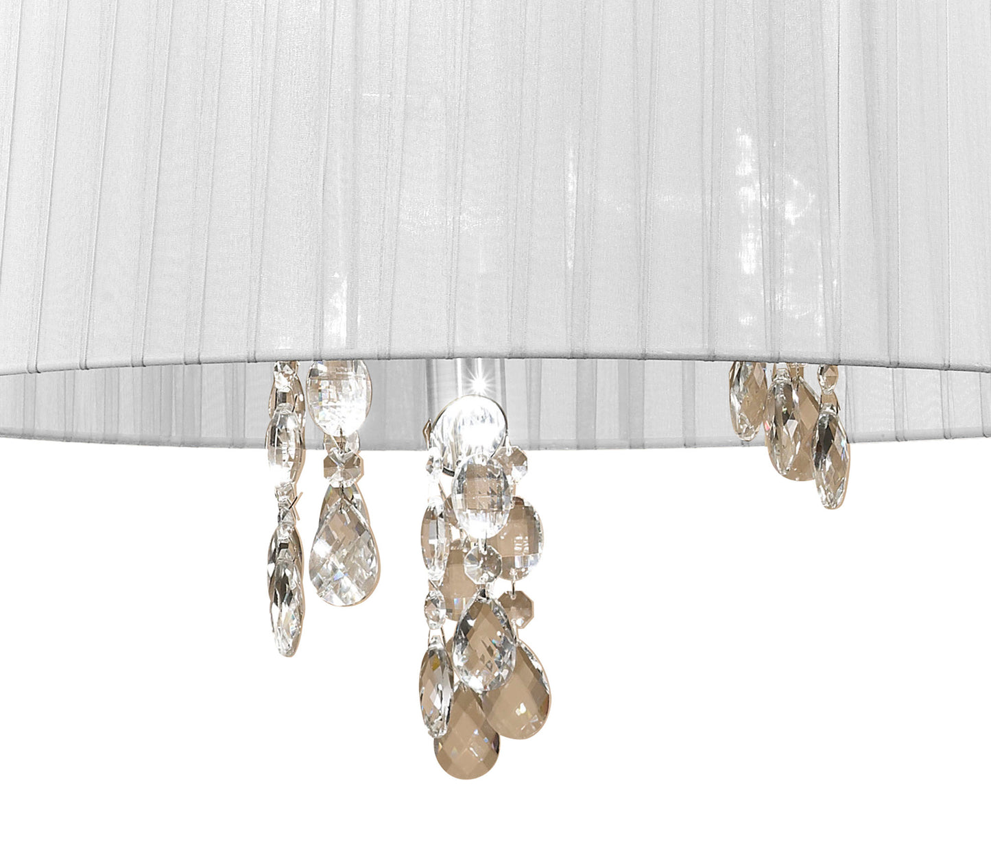Tiffany Pendant 3+3 Light E14+G9, Antique Brass With White Shade & Clear Crystal by Mantra