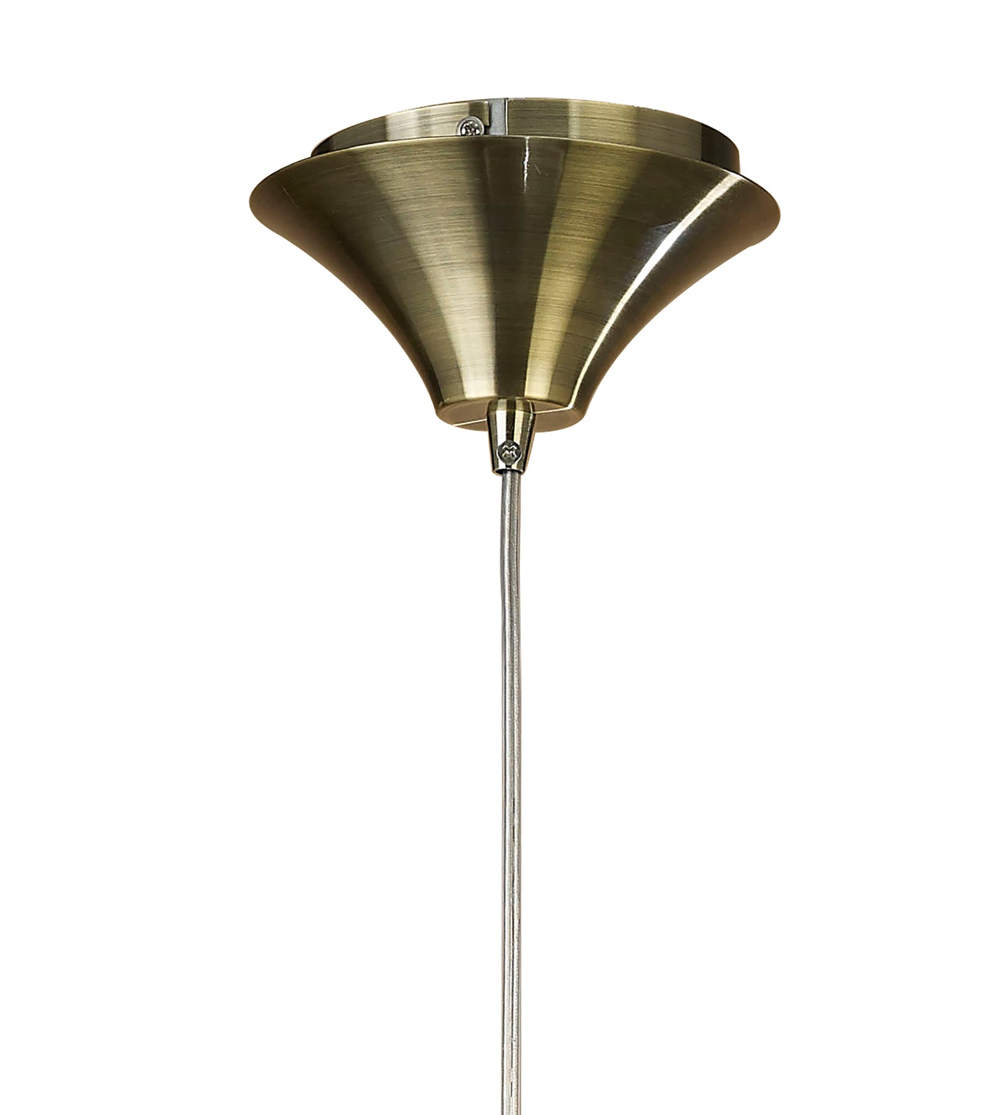 Tiffany Pendant 1+1 Light E27+G9, Antique Brass With White Shade & Clear Crystal by Mantra