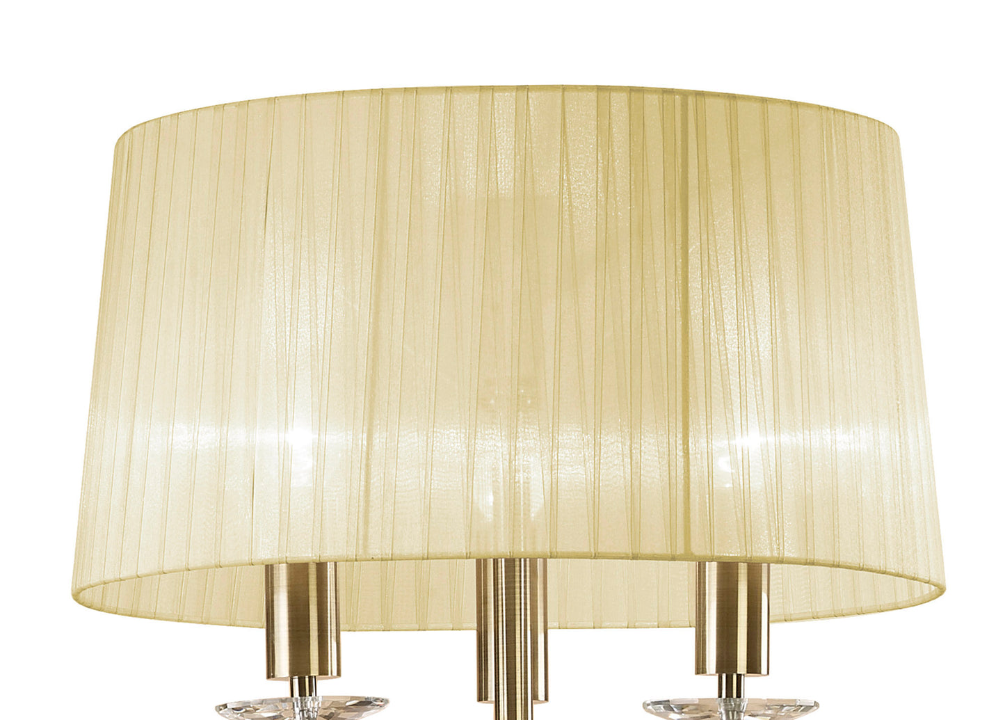 Tiffany Floor Lamp 3+3 Light E27+G9, Antique Brass With Cream Shade & Clear Crystal by Mantra
