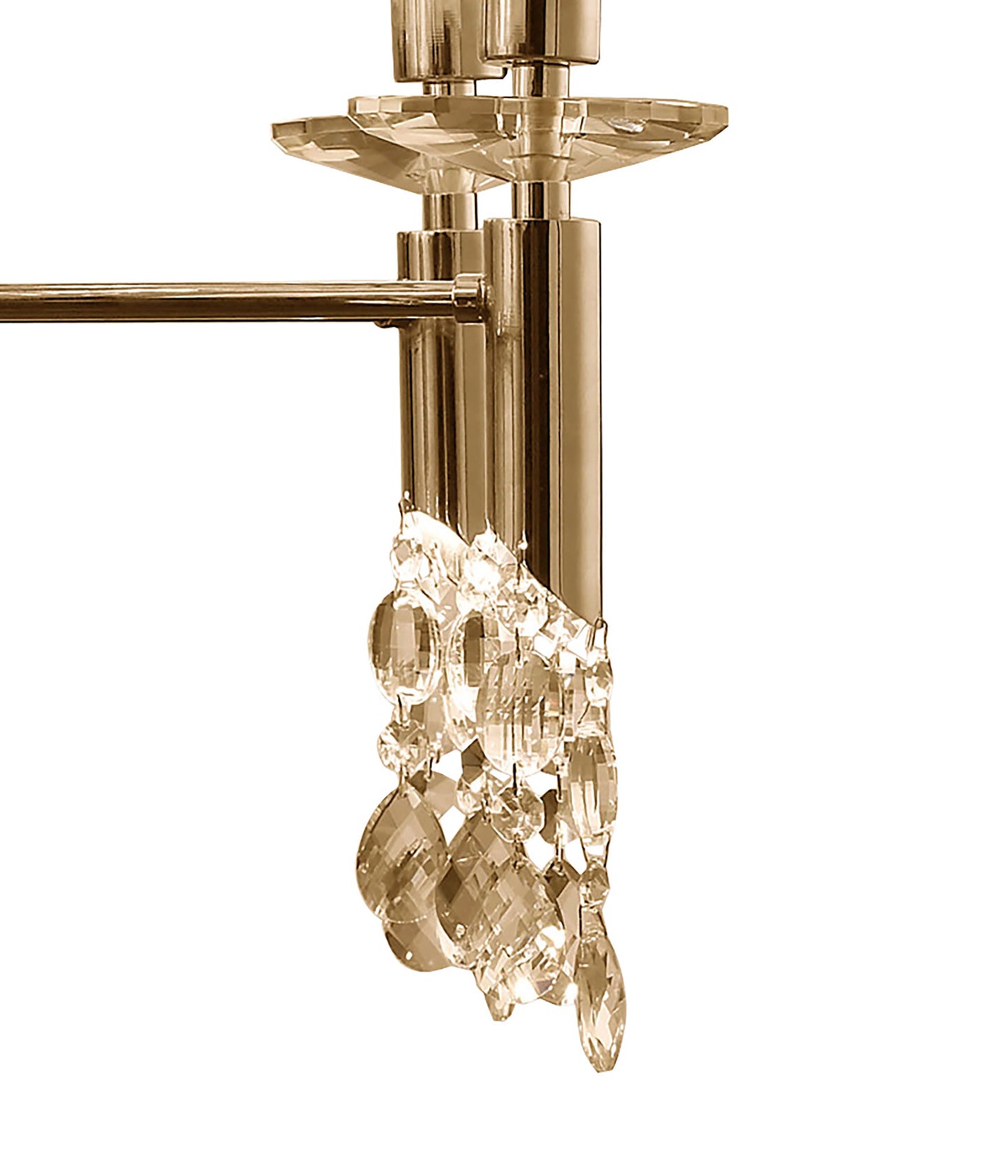Tiffany Pendant 2 Tier 12+12 Light E14+G9, French Gold With Soft Bronze Shades & Clear Crystal by Mantra