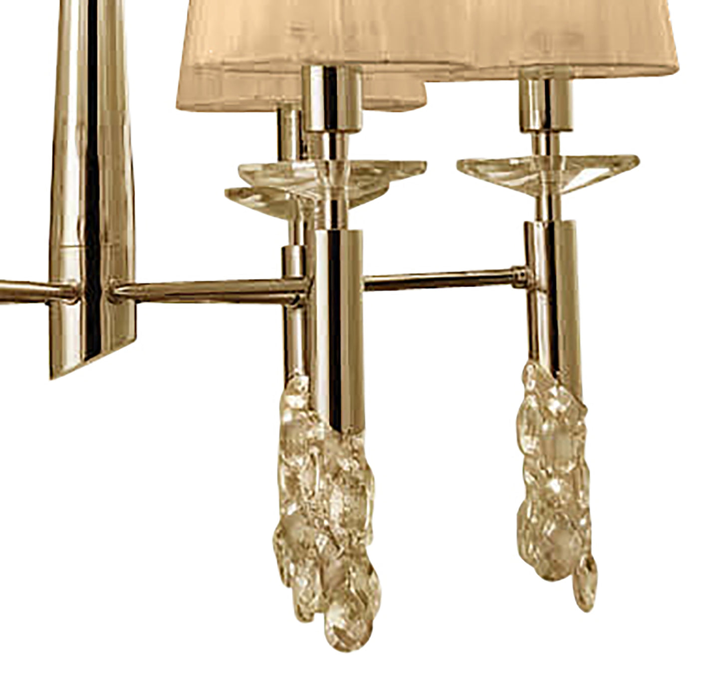 Tiffany Pendant 6+6 Light E14+G9, French Gold With Soft Bronze Shades & Clear Crystal by Mantra