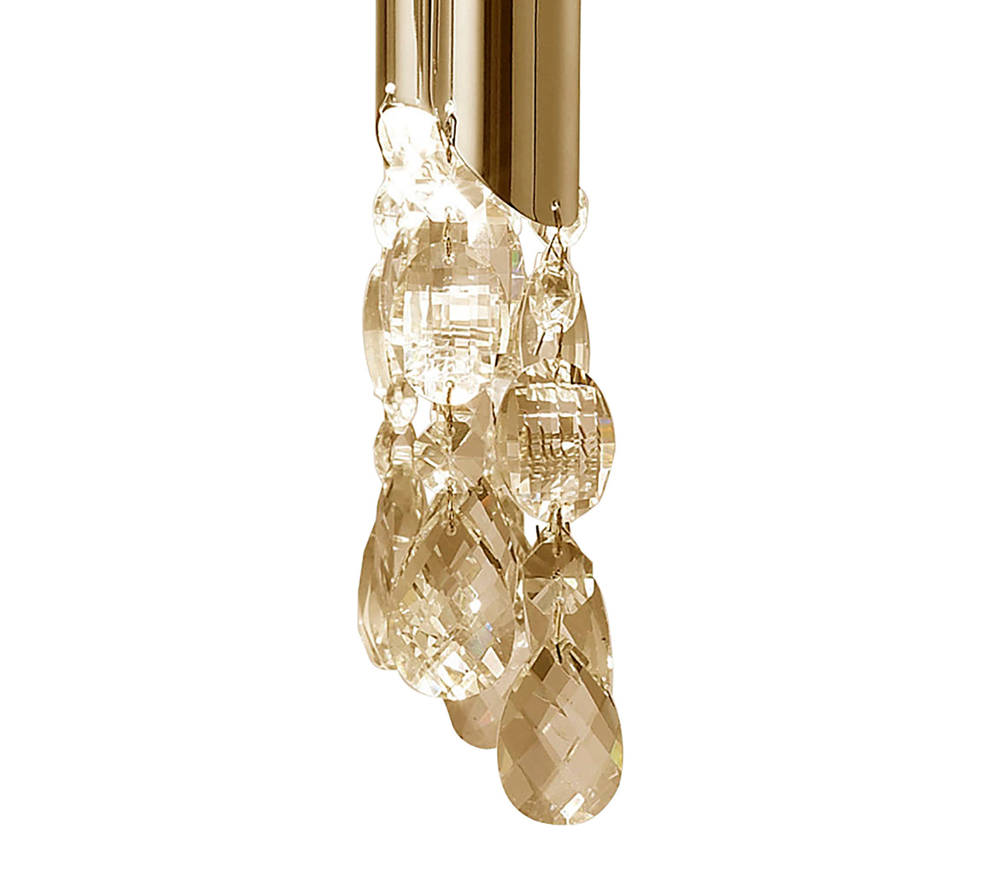 Tiffany Pendant 4+4 Light E14+G9, French Gold With Soft Bronze Shades & Clear Crystal by Mantra