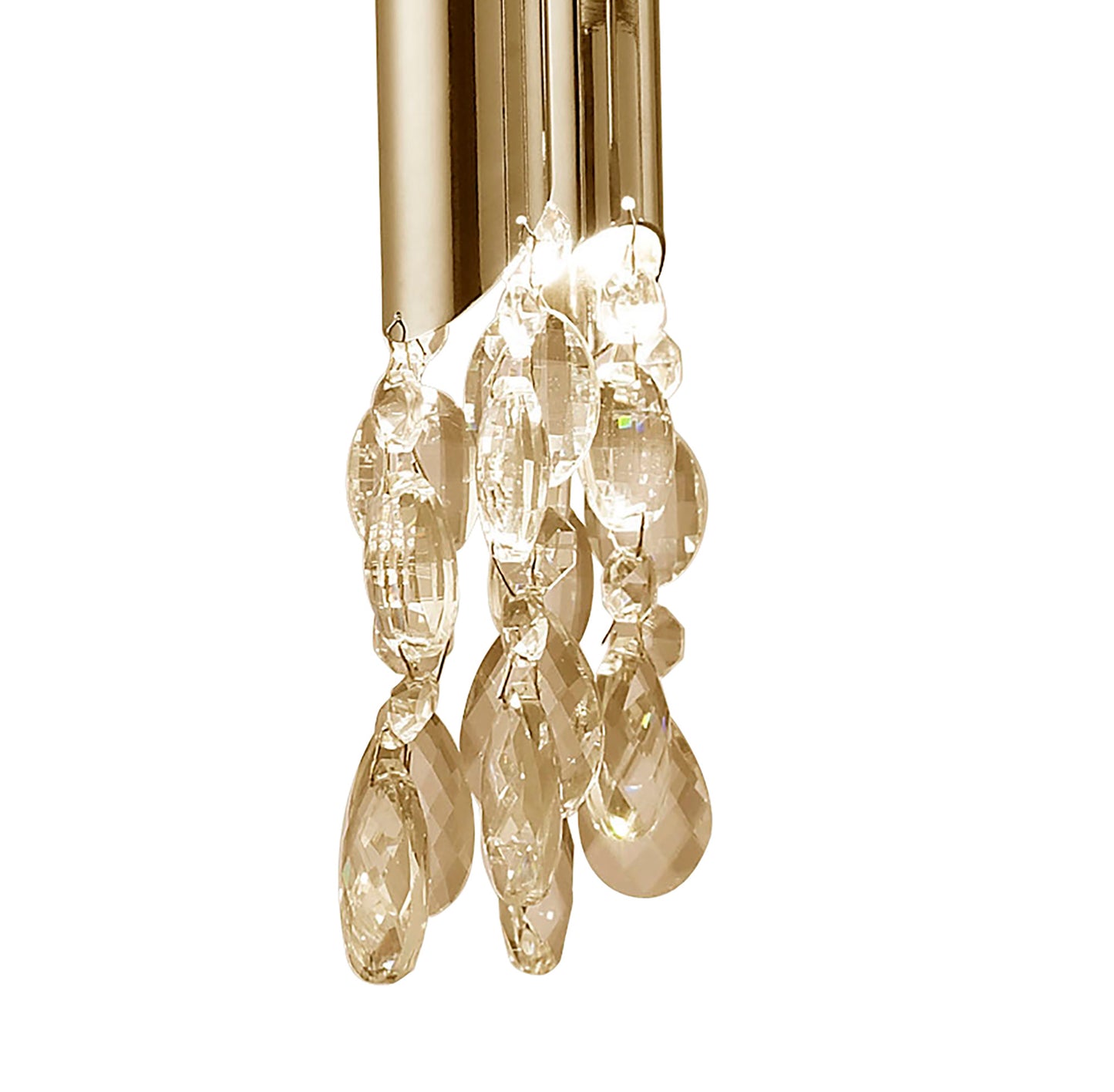 Tiffany Pendant 4+4 Light E14+G9, French Gold With White Shades & Clear Crystal by Mantra