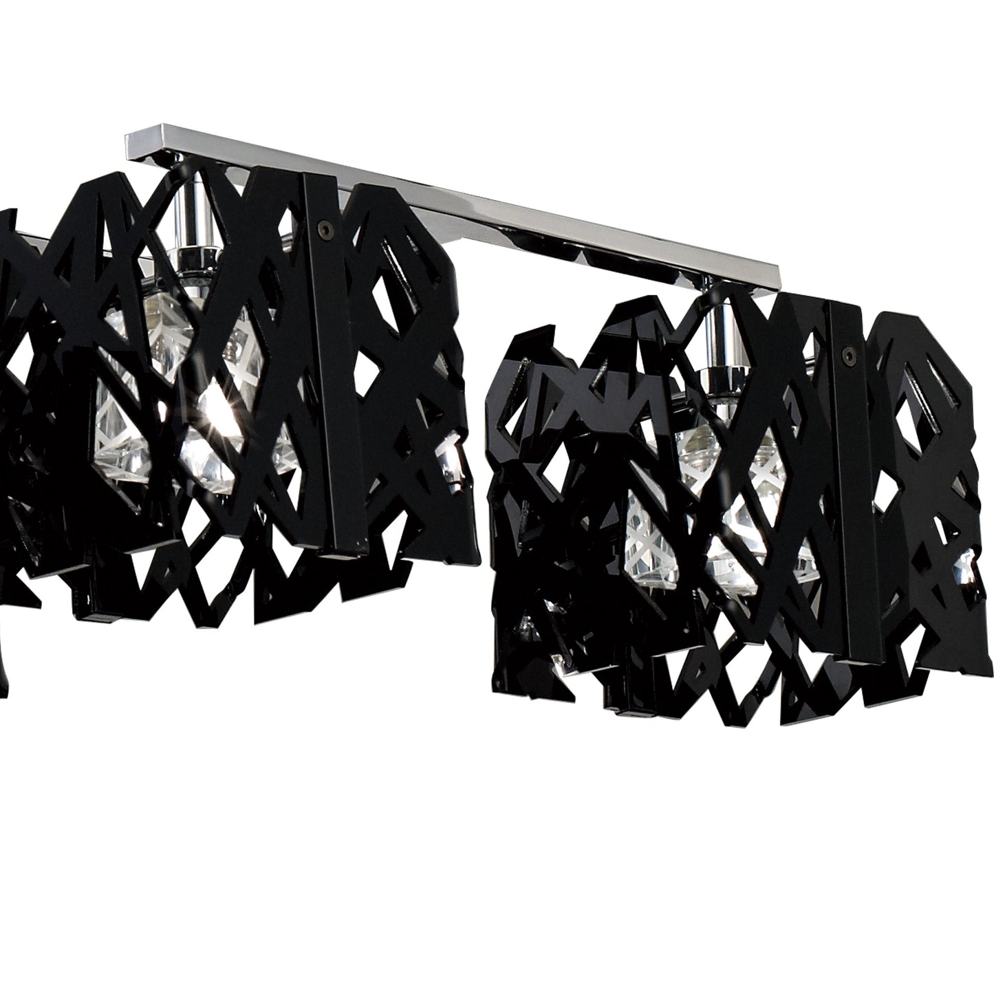 Tokio Rectangular Telescopic 6 Light G9 Line, Gloss Black/Polished Chrome by Mantra