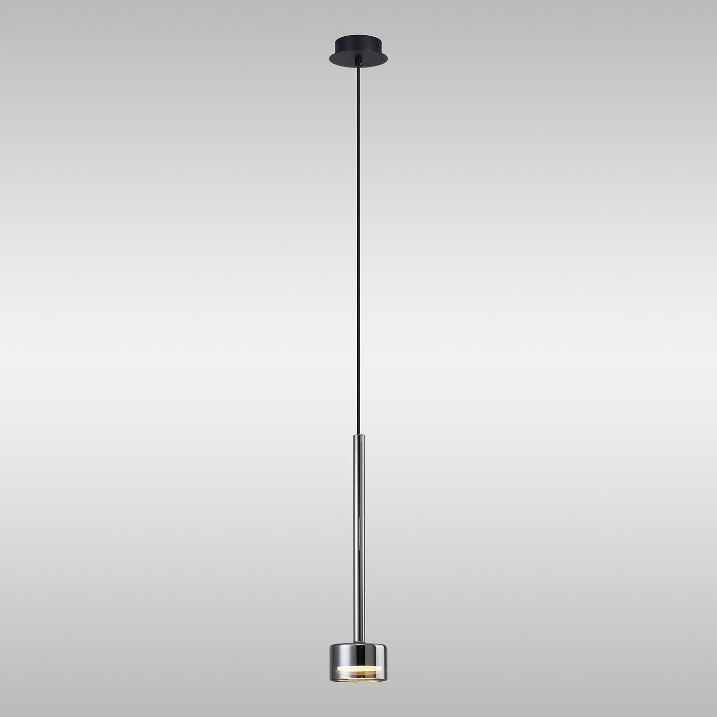 Tonic Pendant, 1 Light, With Replaceable 12W LEDs, 4000K, Chrome/Black/Chrome Glass by Mantra