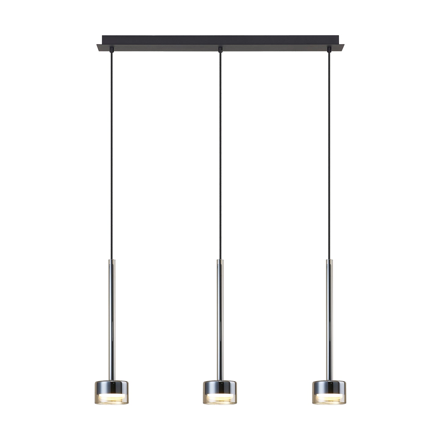 Tonic Linear Pendant, 3 Light, With Replaceable 12W LEDs, 3000K, Bronze/Black/Bronze Glass by Mantra