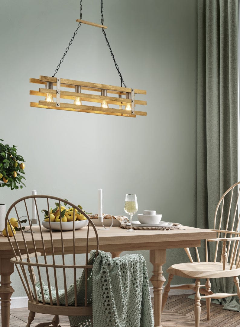 Trio Khan - Pendant - Wood Coloured - Trio 305500467