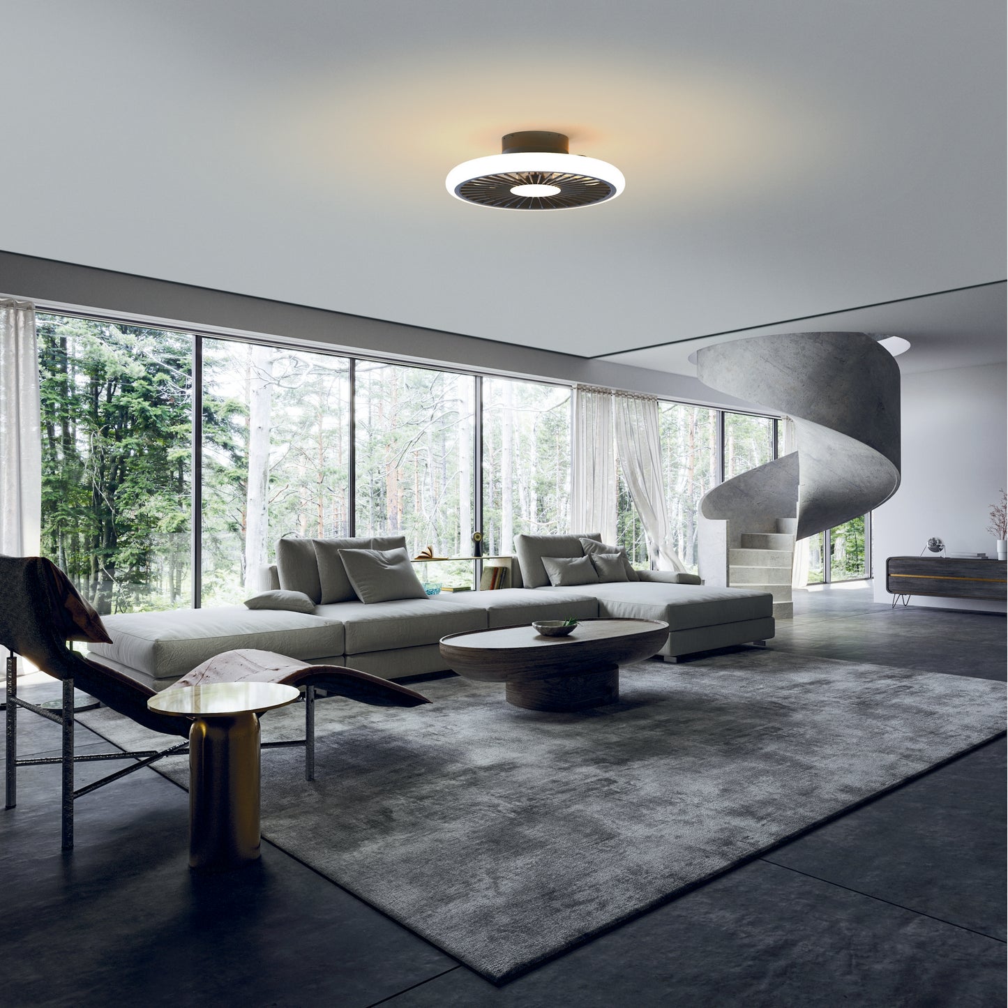 Turbo 55W LED Dimmable Ceiling Light With Built-In 30W DC Reversible Fan, Black, 4100lm, 5yrs Warranty by Mantra