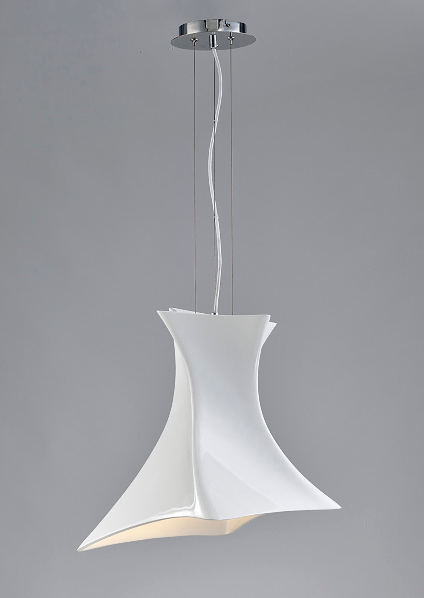 Twist Pendant 1 Light E27, Gloss White/Polished Chrome by Mantra