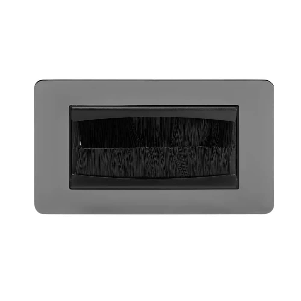 The Connaught Collection Black Nickel Flat Plate 2 Gang 4 Module Brush Plate Blk Ins Screwless