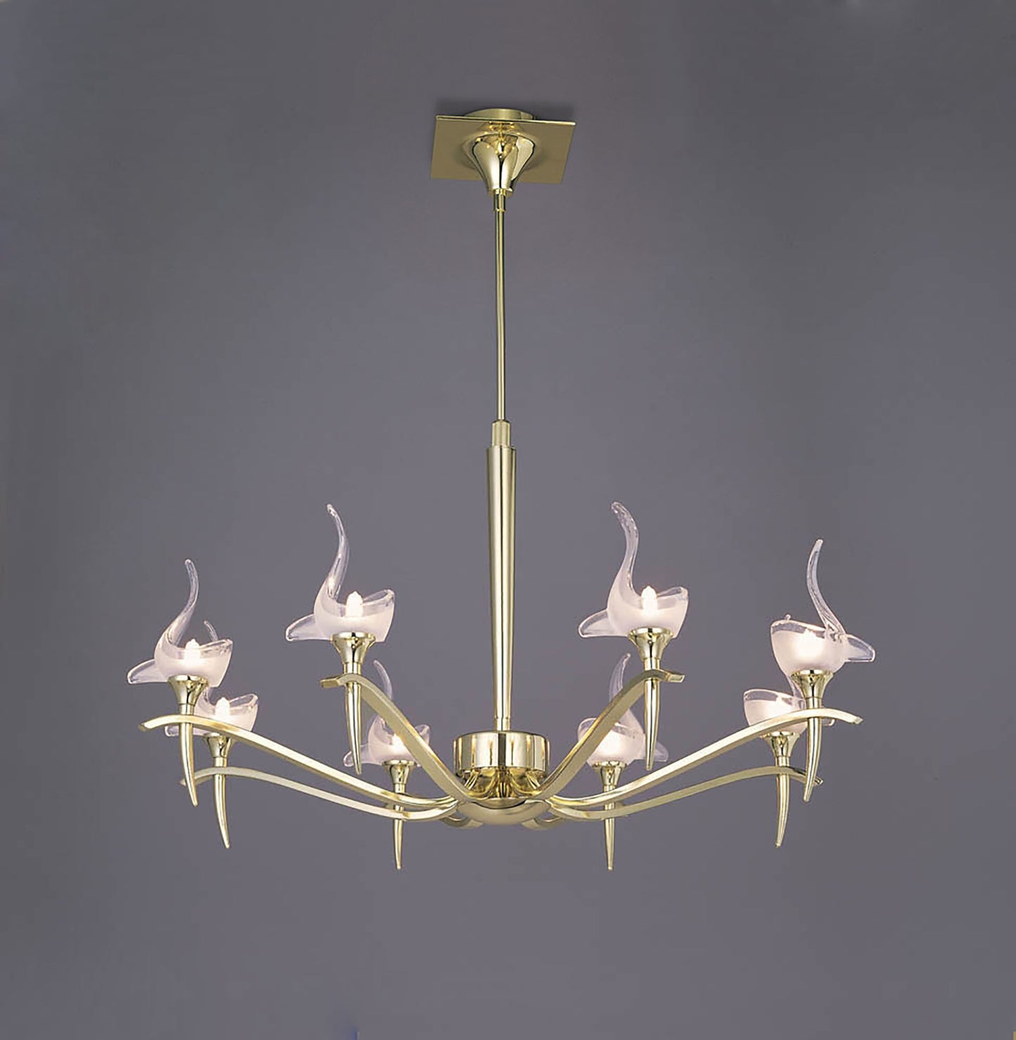 Viena Telescopic Pendant Round 8 Light G9, Polished Brass by Mantra