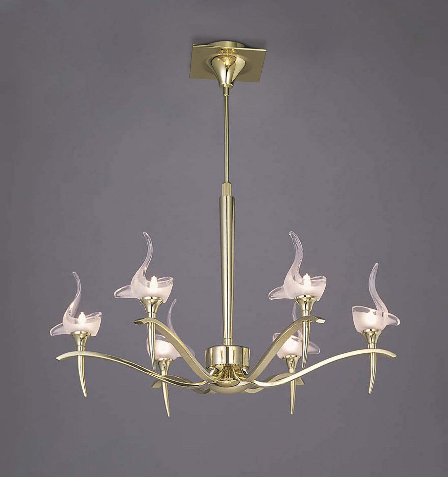 Viena Telescopic Pendant Round 6 Light G9, Polished Brass by Mantra