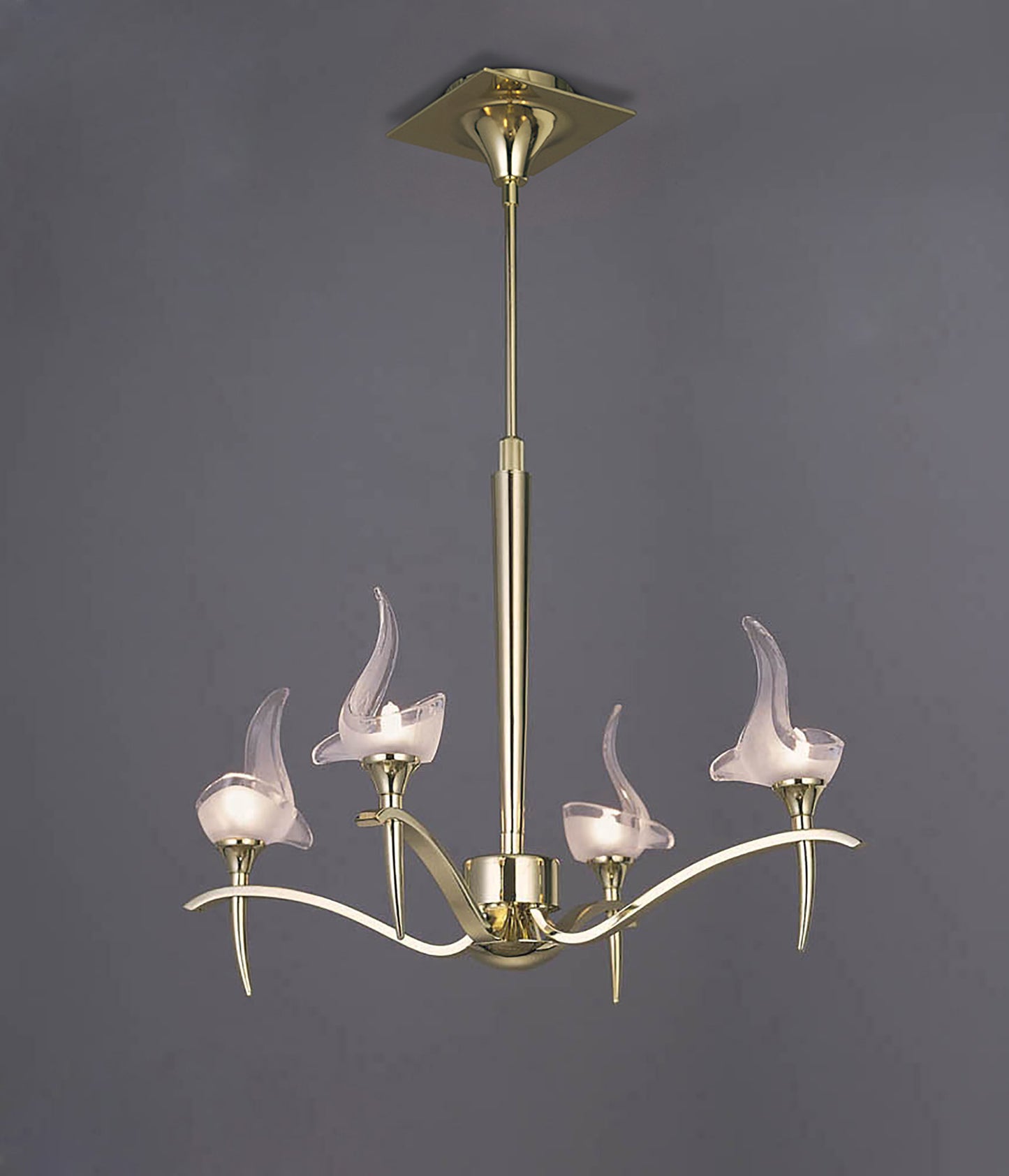 Viena Telescopic Pendant Round 4 Light G9, Polished Brass by Mantra