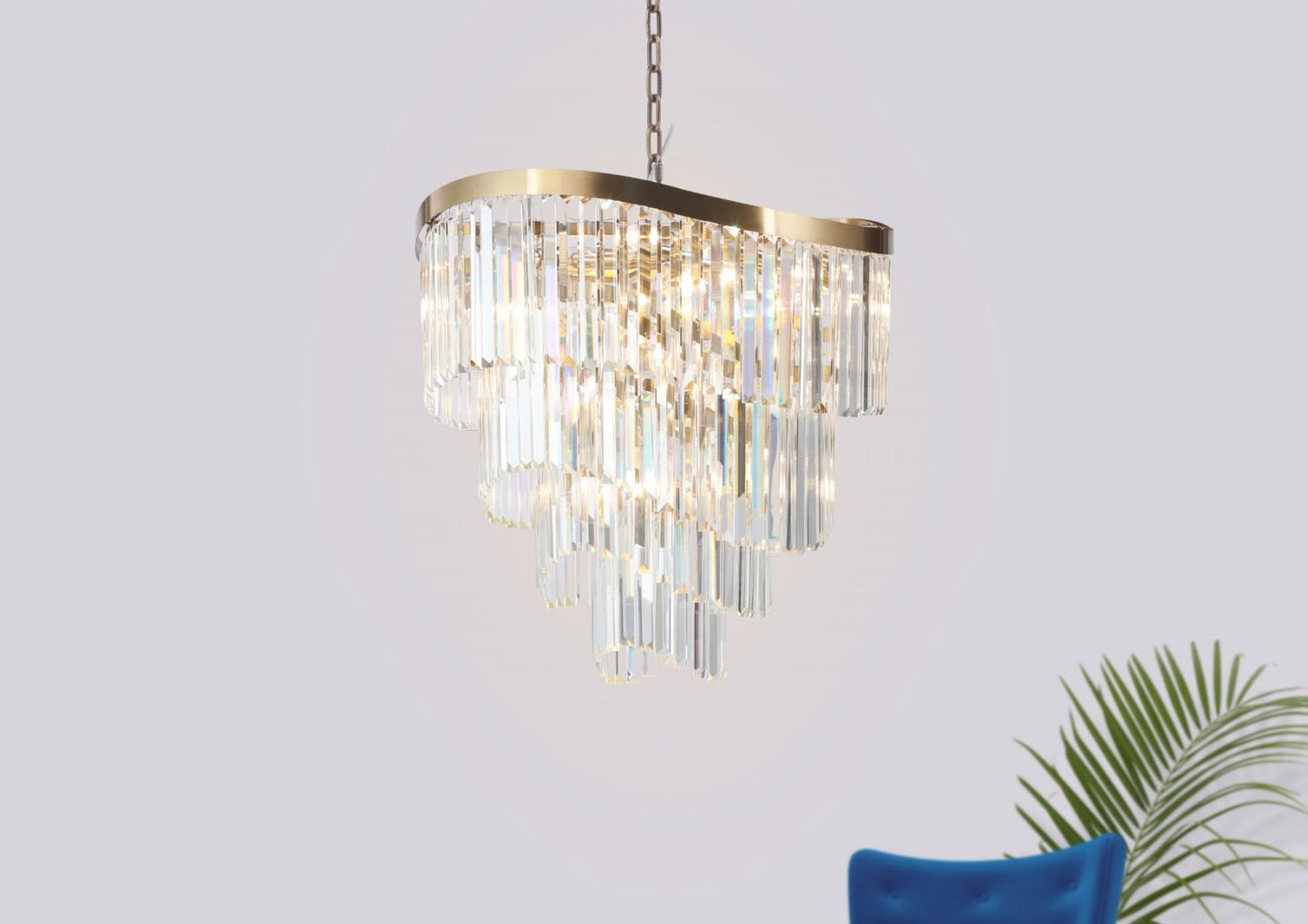 Waverly 12 Light Crystal Pendant Satin Brass