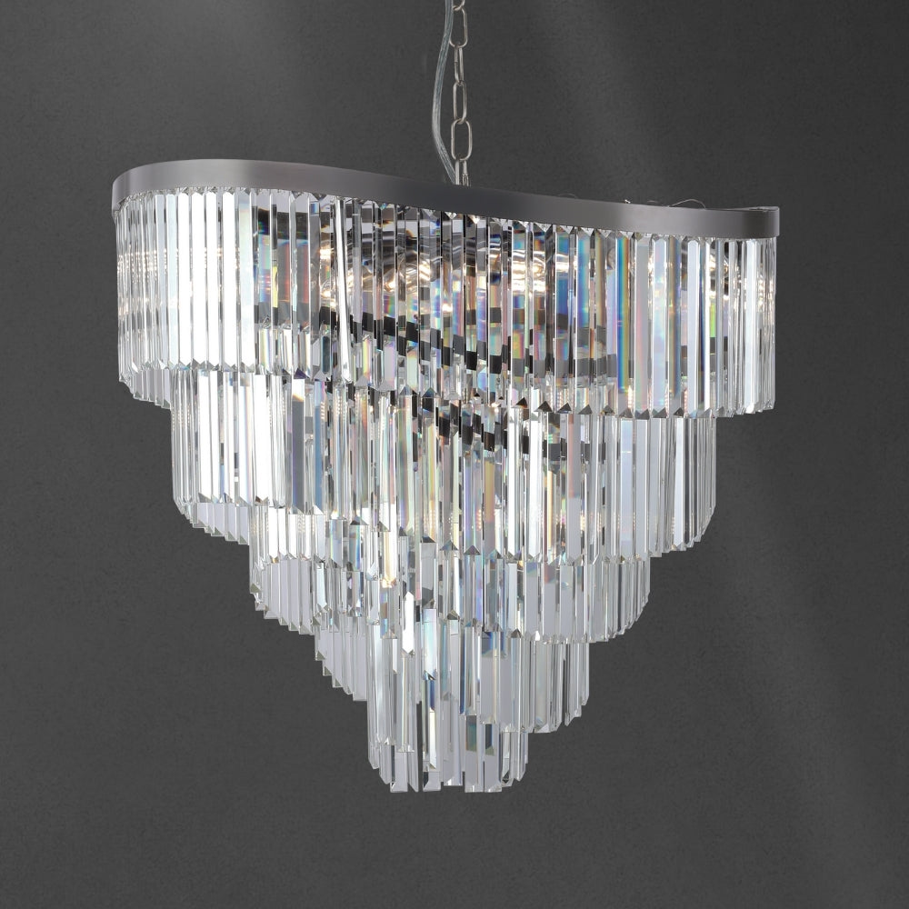 Waverly 16 Light Crystal Pendant Satin Chrome
